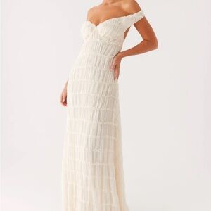 Peppermayo Strapless Cream Dress